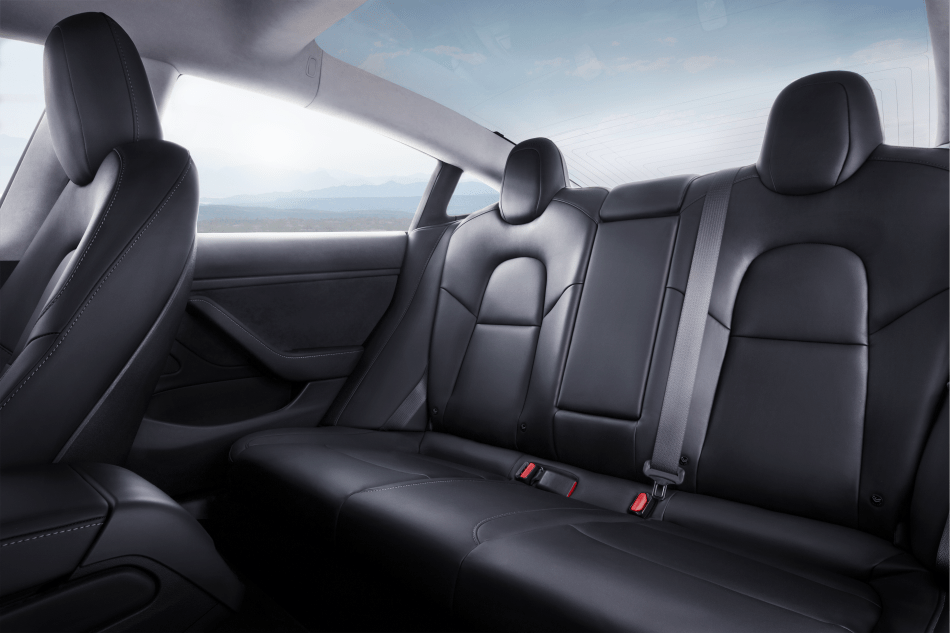 Model 3 Interior Rear Seat Blue Sky
